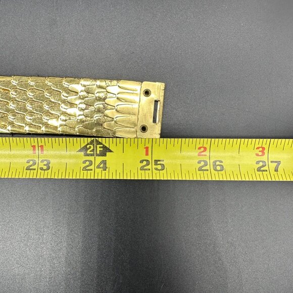 Vintage Gold Belt Fish Scale Metal Stretch 1970s Disco Queen Glamour Elastic - Picture 7 of 8